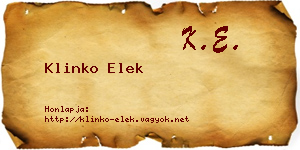 Klinko Elek névjegykártya